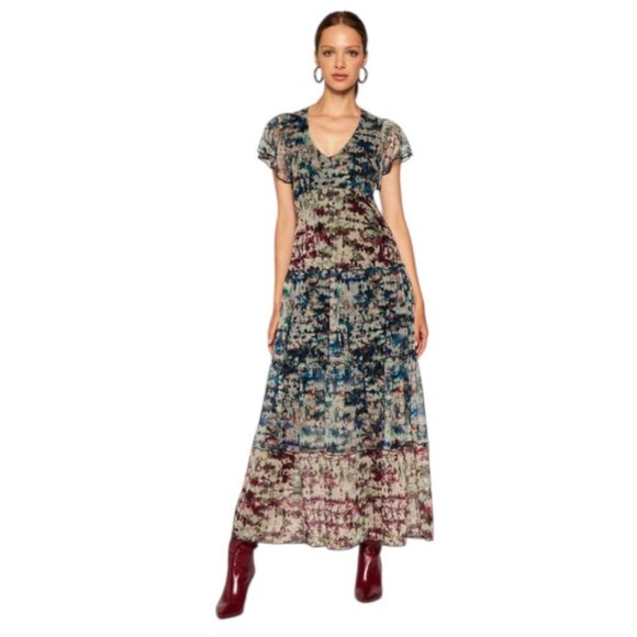 Desigual Moscu Short Flutter Sleeve Tiered Maxi Dress - Picture 1 of 14